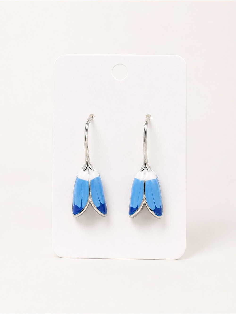 Blue Enamel Petal Drop Earrings - Women Jewelry